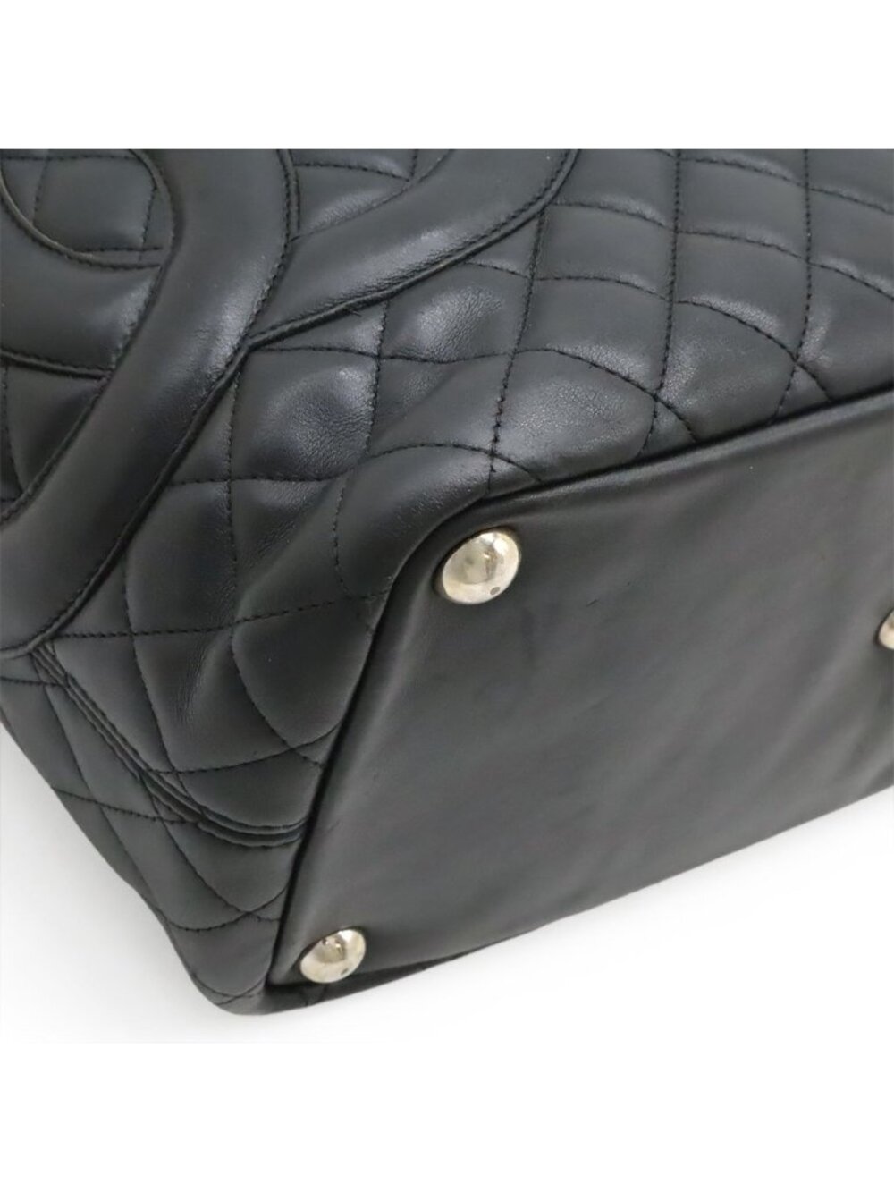 Chanel Cambon Line CC Logo Large Tote Shoulder Bag Soft Calf Black Pink Silver - Picture 3 of 9